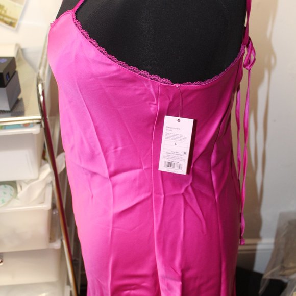 Wild Fable Vibrant Pink Lace Trim Slip Dress Large NWT Barbie 3/$25 - Picture 3 of 7